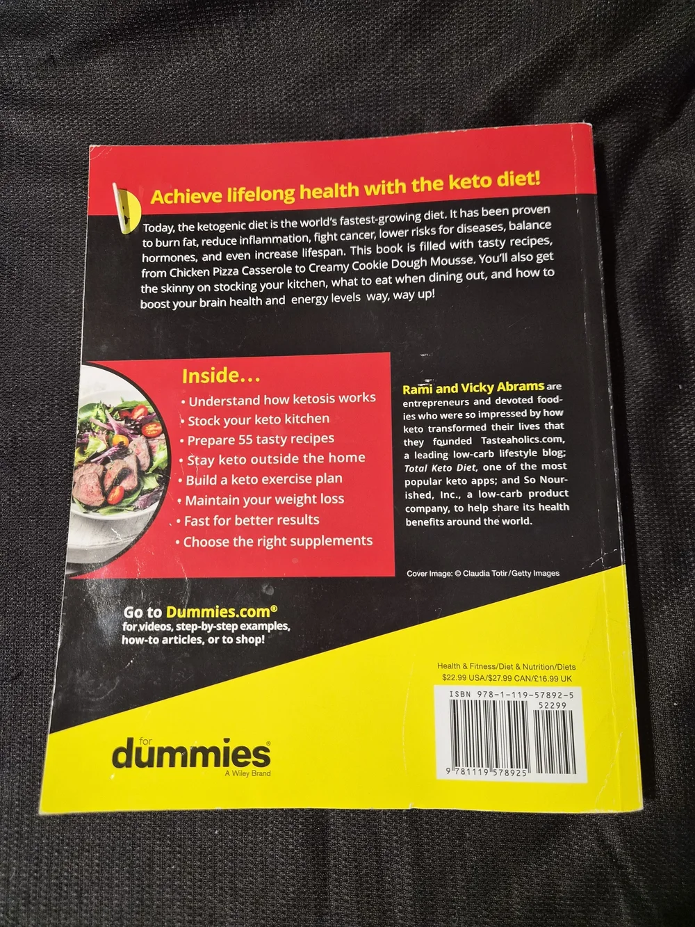 Keto Diet for Dummies Cookbook - Black, Red, Yellow Cover